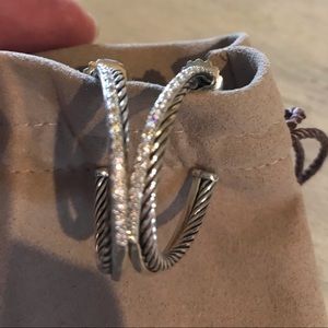 David Yurman Crossover Diamond Hoop Earrings 31mm